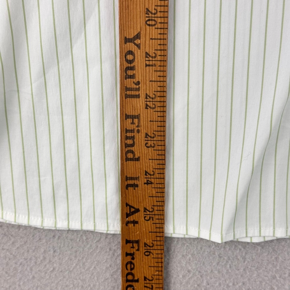 Lafayette 148 New York Striped Button Up Shirt Women M Green Balloon Sleeve - Picture 7 of 9